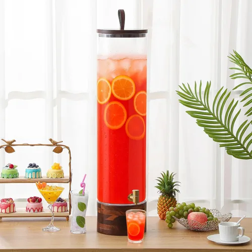 Vista 7 de FillTouch Paquete de 1 dispensador de bebidas de vidrio de 5 galones con soporte y tapa de madera de acacia, grifo de acero inoxidable, dispensador