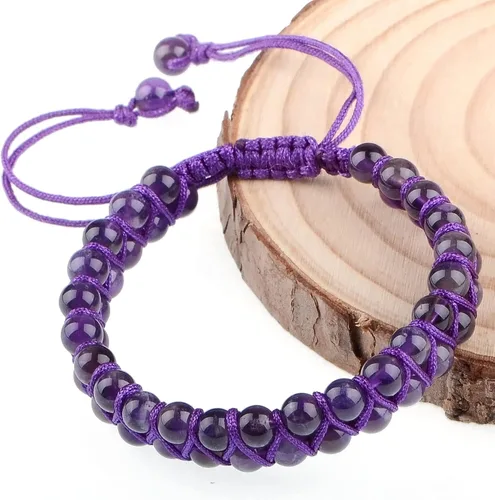 Vista 5 de MASSIVE BEADS - Pulsera de doble capa con cuentas de chakras naturales, cristales de poder curativo, macramé, cuentas de piedra para yoga, gemas