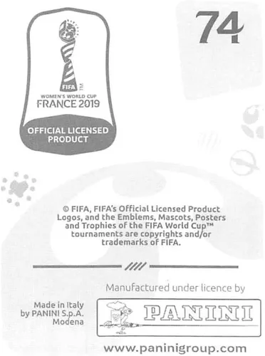 Vista 2 de Panini FIFA - Calcomanías para álbumes de la Copa Mundial Femenina de Francia 2019 (solo adhesivo individual) Fútbol #74 Guro Reiten Noruega 2