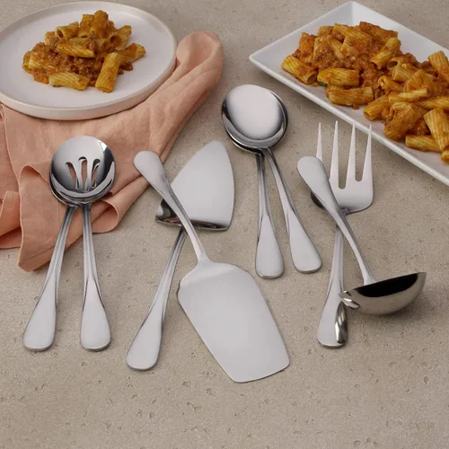 Vista 6 de Gourmet Basics by Mikasa 5181046 Kaylee Juego de 8 piezas de acero inoxidable para servir