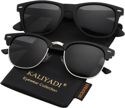 Vista 43 de KALIYADI Gafas de sol polarizadas para hombres y mujeres, marco semi sin montura, para conducir con bloqueo UV A01-(1 Pack) Tortuga Mate G15