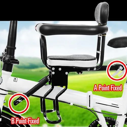 Vista 7 de RiToEasysports Asiento de bicicleta para niños, marco de acero montado en la parte delantera portátil espesado esponja paleta 176.4 lbs capacidad