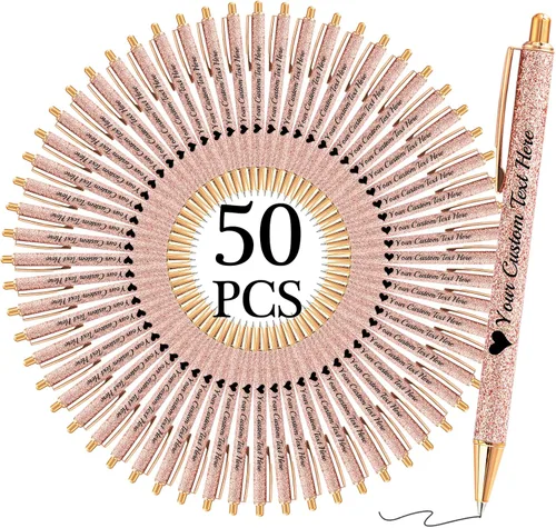 Vista 43 de Bolígrafos con purpurina personalizados con nombre, bolígrafos bonitos y bonitos personalizados, bolígrafos retráctiles de tinta negra, suministros