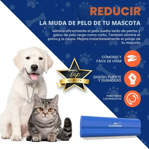 Vista 5 de EasyGroomer - Cepillo para quitar pelaje para perros y gatos, herramienta azul para mascotas grandes y pequeñas, elimina la suciedad, el pelo