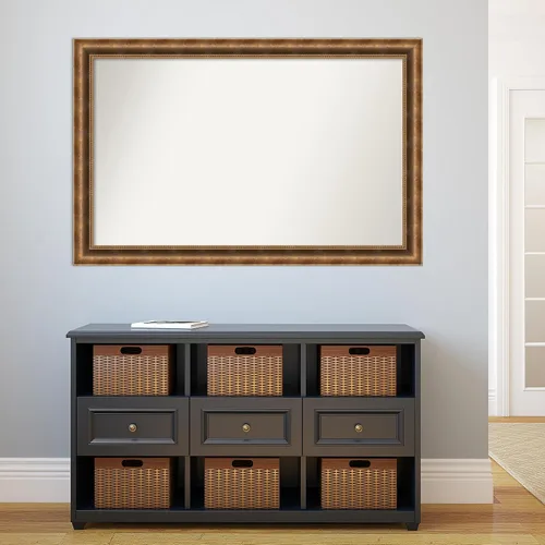 Vista 41 de Amanti Art Espejo de pared personalizado no biselado (25 x 25 pulgadas), marco de bronce acentuado, varios tamaños personalizados, espejo de baño