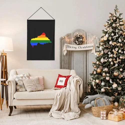 Vista 3 de LGBT Flag Map Of The Central African Republic Garden Flag 28"x40" Inch Double Sided Garden Flags Home Lawn Outdoor Decor Flags Party Banner Welcome