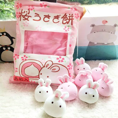 Vista 2 de REFAHB Linda almohada de peluche Almohada de regalo extraíble Juguetes de peluche creativos para niñas (Conejo)