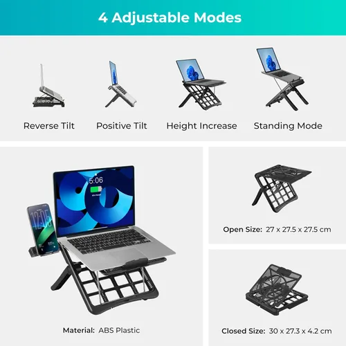 Vista 9 de ergounion Adjustable Laptop Stand for Desk, Ergonomic Riser for 10-17" Lap