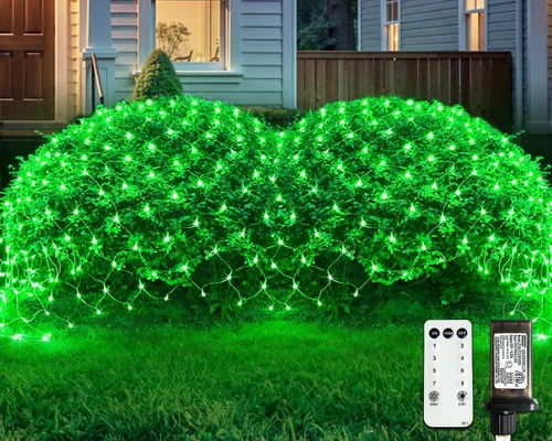 Vista 15 de JMEXSUSS - Luces de red para exteriores impermeables, de 12 x 5 pies, con enchufe y 8 modos con control remoto, 360 luces LED para decoración