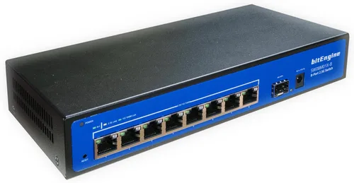 Vista 3 de Switch Ethernet no administrado de 8 puertos 2.5G con enlace ascendente SFP+ 10G, 8 puertos Base-T de 2.5G, capacidad de conmutación de 60 Gbps