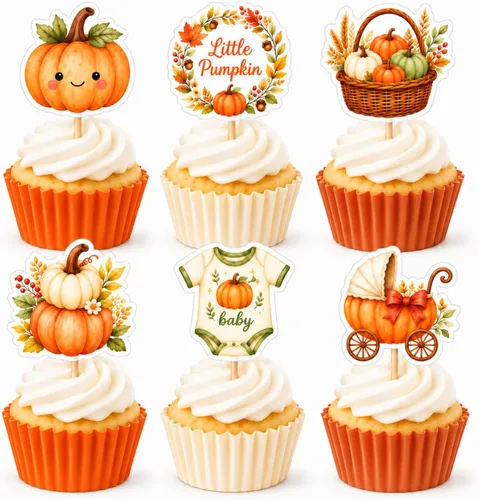 Vista 13 de ALISSAR 36 piezas de adornos para cupcakes de Apple Baby Shower