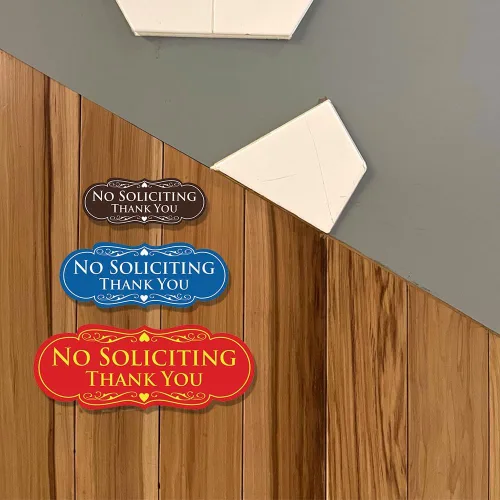 Vista 6 de Letrero con frase en inglés "NO SOLICITING Thank You