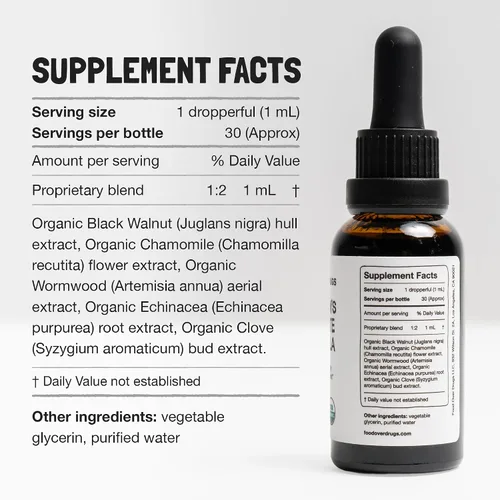 Vista 7 de Food Over Drugs Kids para Cleanse Formula, Organic Alcohol-Free Tincture