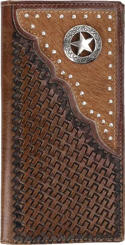 Vista 8 de F&L CLASSIC Billetera de cuero genuino RFID con aspecto vintage, billetera larga plegable para hombres, Retro Estilo cocodrilo marrón