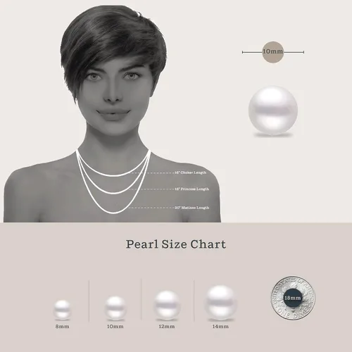 Vista 5 de KEZEF Pearl Necklaces for Women - Simulated Faux Cream White Pearl Necklace 16" - 20" - Hand Knotted Strand - Pearl Sizes 8mm - 14mm - Pearl Choker
