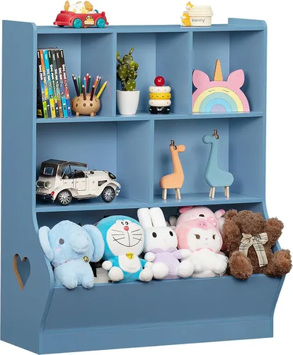 Vista 17 de Lerliuo Estantería y organizador de almacenamiento para bebés y niños pequeños, gabinete y librero para niños, estante de madera con 3