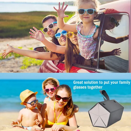 Vista 7 de Organizador de almacenamiento para lentes de sol, estuche de viaje plegable con 5 compartimentos de ranura para múltiples gafas