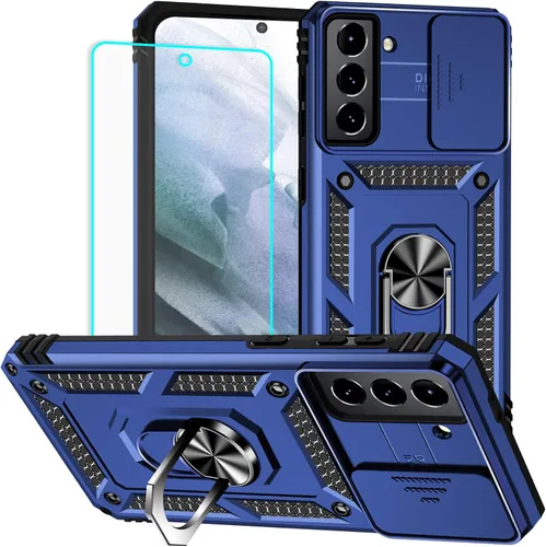 Vista 9 de HNHYGETE Funda para Samsung A13 5G, Galaxy A13 5G con protector de pantalla, soporte giratorio de grado militar de 360° (resistente), fundas Negro