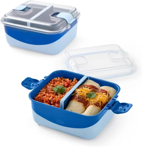 Vista 9 de Rubbermaid Pack & Go - Juego para microondas con dos recipientes de 1.35 L con inserto divisor y dos recipientes redondos de 12.2 fl oz, recipientes