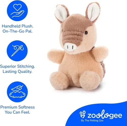 Vista 4 de The Petting Zoo Armadillo - Peluche de animales de peluche, regalos para niños, animales de vida silvestre Nuggetz, juguete de peluche marrón
