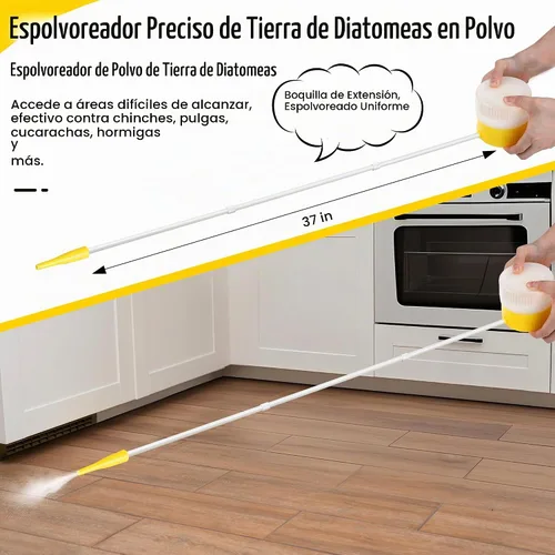 Vista 6 de Plumero de tierra de diatomeas con boquilla de extensión ajustable de 12 a 36 pulgadas, polvo de tierra de diatomeas para control de plagas