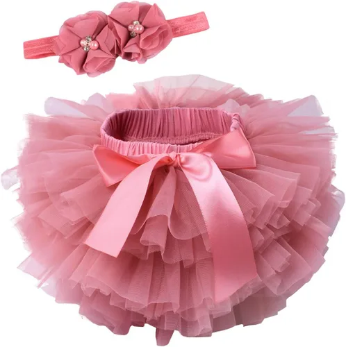Vista 10 de Tutu.kk Falda tutú para niña pequeña con funda para pañales, vestido de tutú suave para bebé de 0 a 36 meses con diadema de flores 1-Beansand