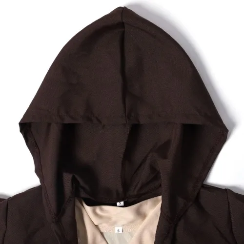 Vista 3 de VOWAGH Disfraz de Jedi para niños bata con capucha y cinturón disfraz de guerrero galáctico para Halloween