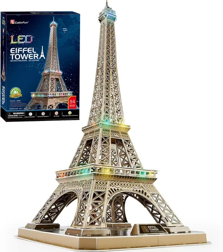 Vista 10 de CubicFun Rompecabezas 3D LED Dubai Burj Khalifa 57.5" H Kits de Modelos de Edificios de Arquitectura para Adultos, Decoración de Recuerdo y Regalos