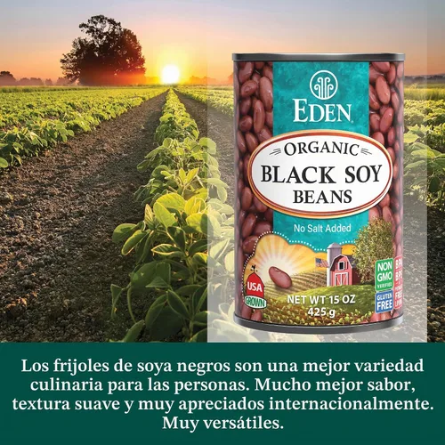 Vista 10 de Eden Soja negra orgánica, lata de 15 onzas (paquete de 12), proteína completa, sin sal, sin OMG, sin gluten, vegano, Kosher, cultivado en Estados