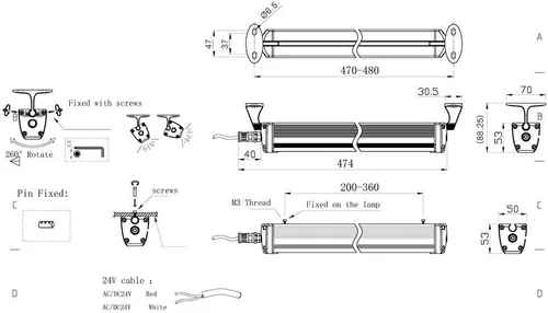 Vista 3 de Industrial/máquina LED tubo de luz, 6W 110-220V IP67 a prueba de explosiones CNC máquina trabajo luz interna lámpara blanca luz (6)
