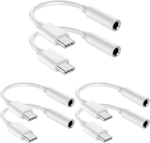 Vista 9 de Adaptador USB C a conector de auriculares de audio de 0.138 in (paquete de 2), cable auxiliar a USB C compatible con iPhone 17/16/15, iPad Pro Azul