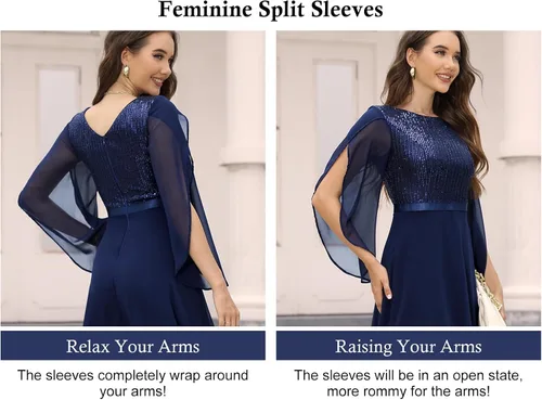 Vista 2 de DRESSTELLS Vestido formal de lentejuelas para mujer, vestido de otoño 2023