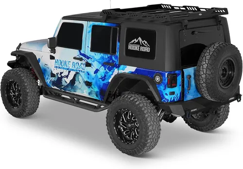Vista 6 de Hooke Road Barras de Paso Lateral de Caída para 4 Puertas JK para Jeep Wrangler JKU 2007-2018 de 4 Puertas Solamente, Barra de Paso de Acero de Alta
