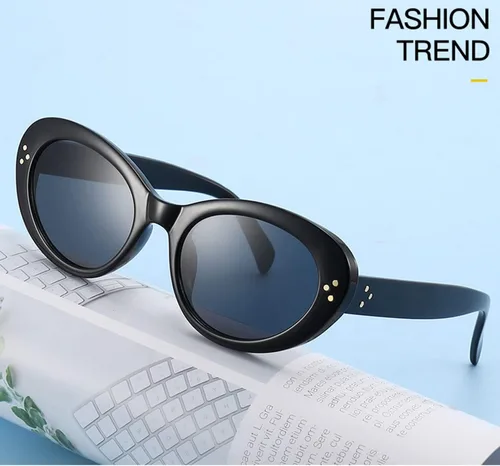 Vista 4 de GIFIORE Lentes de sol retro ovalados de ojo de gato para mujer, gafas de sol vintage gruesas, 52 mm