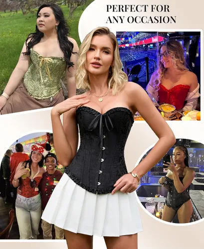 Vista 95 de SZIVYSHI Corsé para mujer, lencería moldeadora, body con cintura de encaje