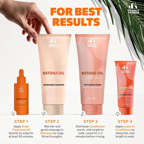 Vista 6 de Panda's Promise Aceite de batana puro de Honduras, mezcla vegana y prensada en frío con aceite hidratante para el cabello de romero y ricino para un