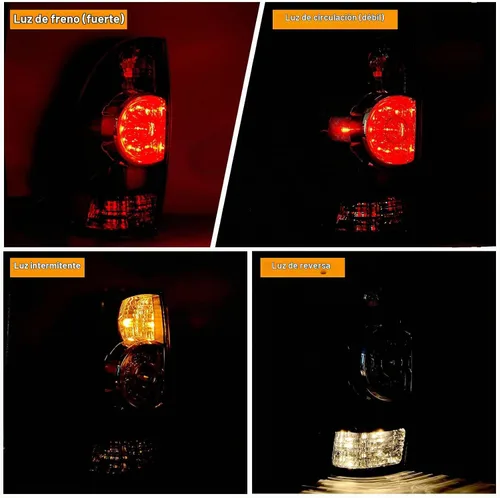 Vista 5 de Luces traseras compatibles con Tacoma 2005-2015 (estilo de carcasa negra) Lado del conductor y del pasajero, LED y halógeno, con bombilla y arnés