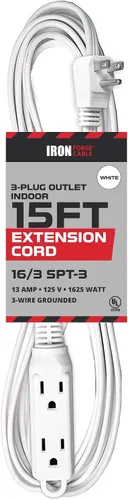 Vista 17 de IRON FORGE CABLE Cable de extensión de enchufe plano con 3 tomas, 0.91 m (3 pies) en color negro - Cable de extensión para interior con 3 tomas