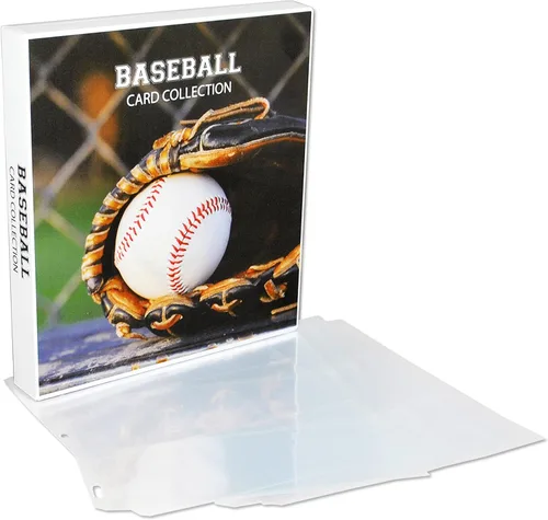 Vista 10 de Carpeta de colección de tarjetas coleccionables con temática de béisbol con páginas de tarjetas intercambiables. La carpeta/estuche está