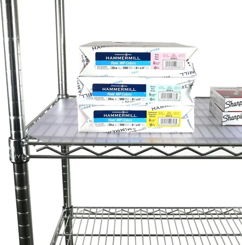 Vista 4 de Revestimientos de PVC para estantes de alambre, paquete de 4, revestimientos transparentes para estantes, para estantes de 24 x 12 pulgadas