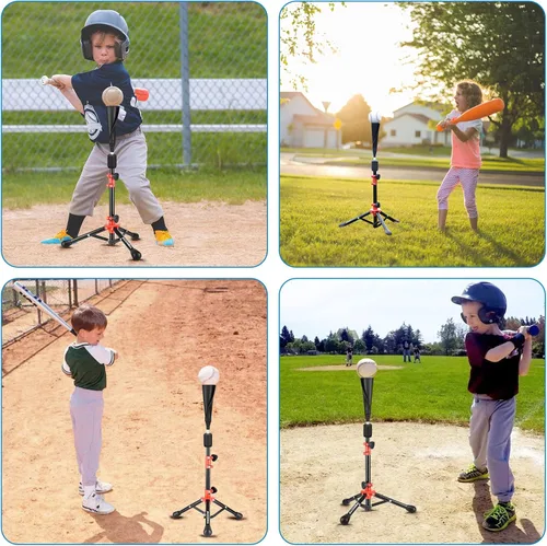 Vista 8 de BaseGoal Camiseta de Bateo de Béisbol para Niños, Tee de Bateo, Tee de Sóftbol, Tee de Bateo para Jóvenes, Tee de Teeball, Tee de Viaje, Altura