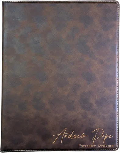 Vista 14 de Customized Leatherette Notepad Portfolio. Personalized Engraved Padfolio. Engraved Simple Notepad (Black & Gold)