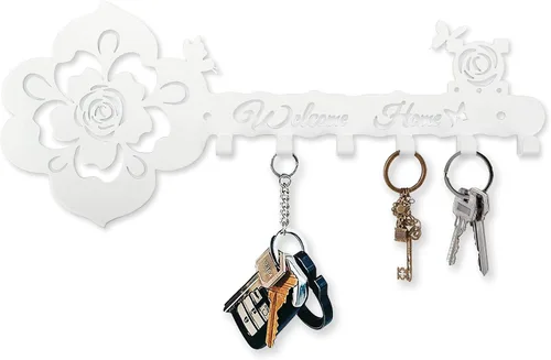 Vista 7 de Deveosa Soporte para Ganchos de Llave para Pared Decorativo - Pequeño Negro Cartel de Bienvenida a Casa para Entrada Carteles Colgantes para Llaves