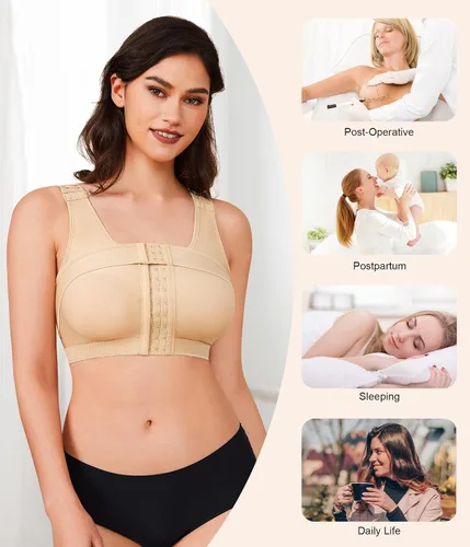 Vista 4 de BRABIC Sujetador corrector de postura poscirugía con cierre frontal para mujer con banda de soporte para el pecho