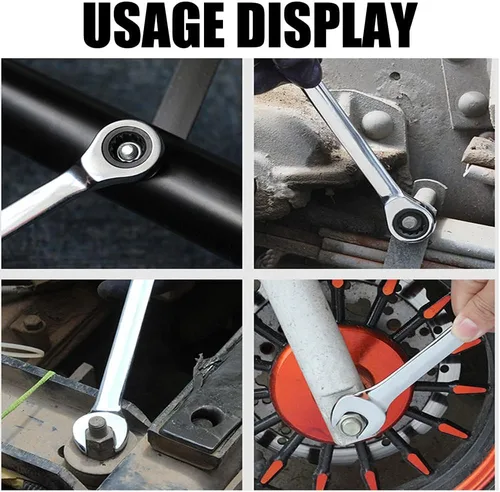 Vista 9 de Utoolmart Llave combinada de trinquete, llave combinada de trinquete de extremo abierto de 0.315 in, métrica, construcción de acero al cromo Acero
