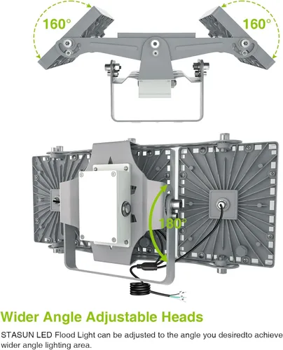 Vista 5 de Luces LED de inundación para exteriores, 150 W, 15000 lúmenes, 6000 K, del anochecer al amanecer, iluminación exterior con fotocélula IP66