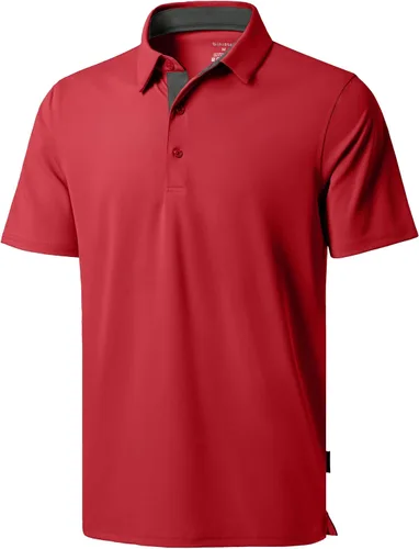 Vista 26 de Polo de golf para hombre, secado rápido, absorbe la humedad, manga corta A-Negro