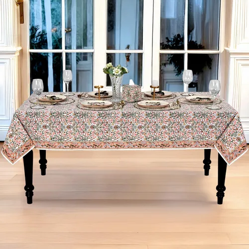 Vista 70 de Ridhi Mantel cuadrado con estampado de bloques de mano de caléndula ámbar
