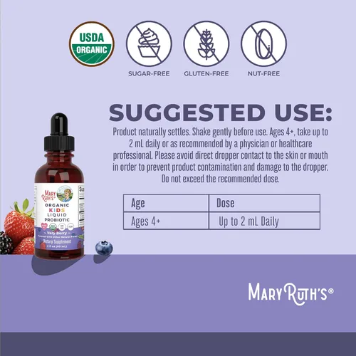 Vista 3 de MARYRUTH'S Organics Kids Very Berry Probiótico líquido 2 FZ