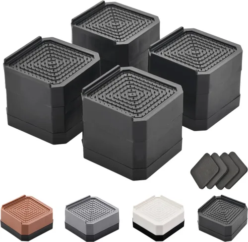 Vista 22 de EclatBain Elevadores rectangulares para cama, elevadores de muebles rectangulares de alta resistencia, con bloques ajustables de elevación de hasta